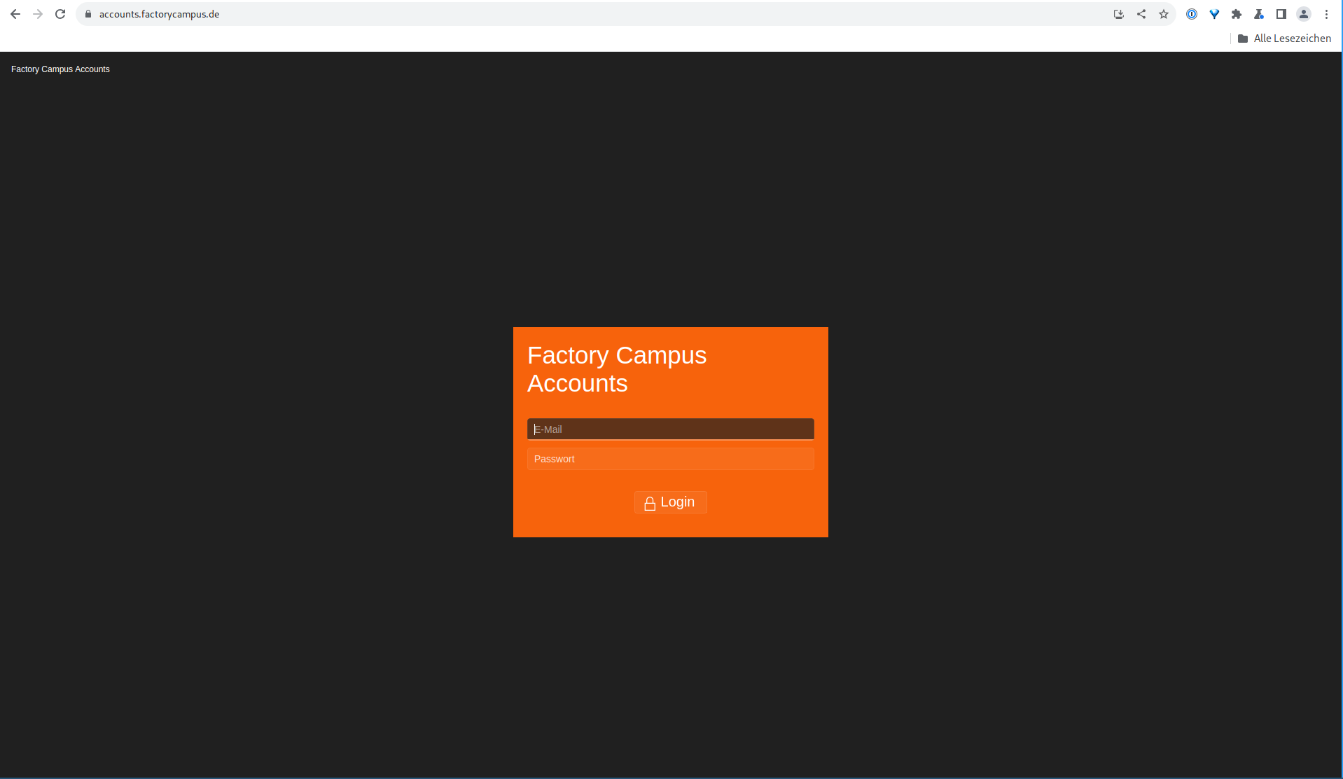 Screenshot des Loginbilschirm