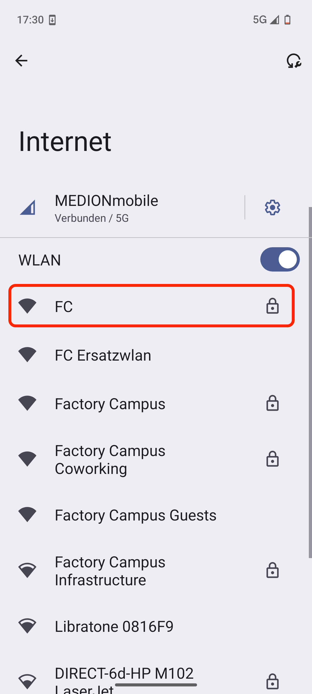 Liste an WLAN Netzwerken