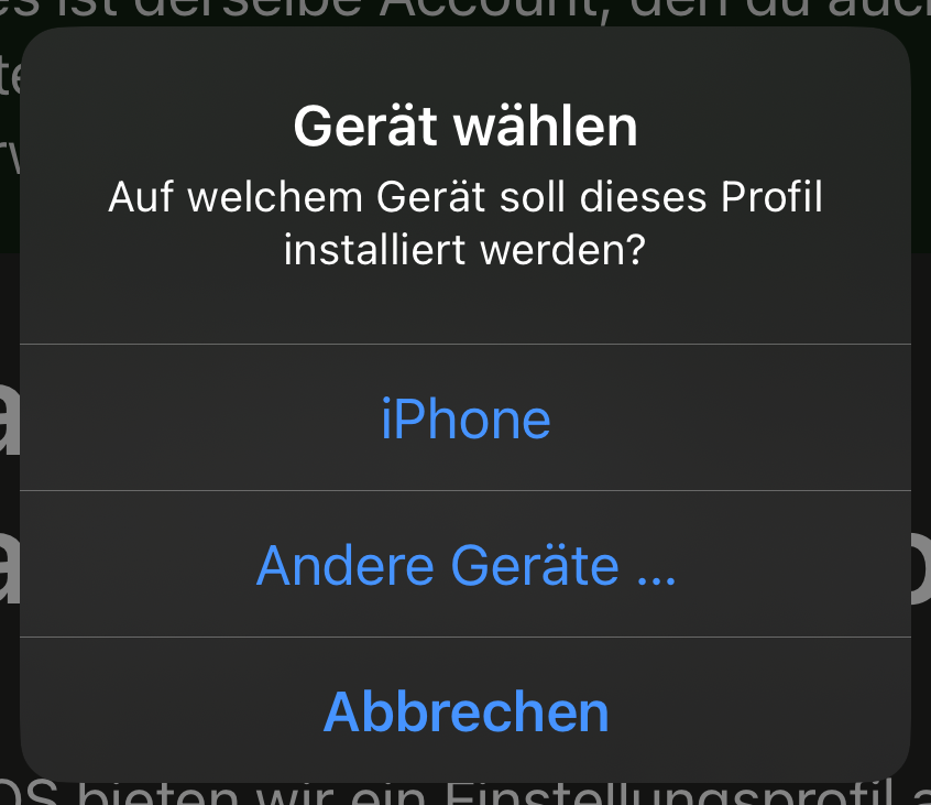 Geräteabfrage für das Profil