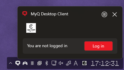 Screenshot des MyQ Desktop Client Pop-up-Fenster